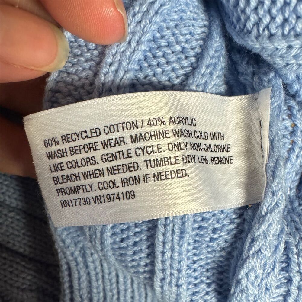 Class Act Girls' Blue Ribbed Cardigan Size 6-7 Heart Buttons - Picture 6 of 7